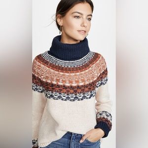 Madewell Brookdale Fair Isle Turtleneck FALL Sweater Cotton Alpaca EUC XS
